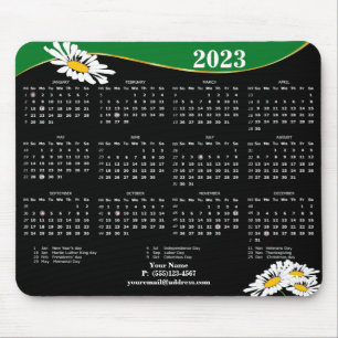 2023 Daisy auf der schwarz-weißen Maus Pad Mousepad