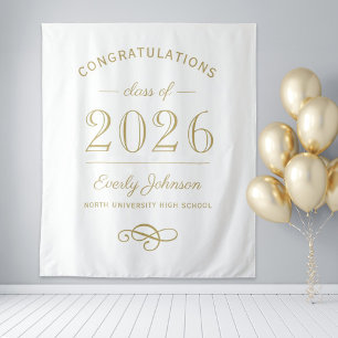 2023 Eleganter Gold Custom Abschluss Wandteppich