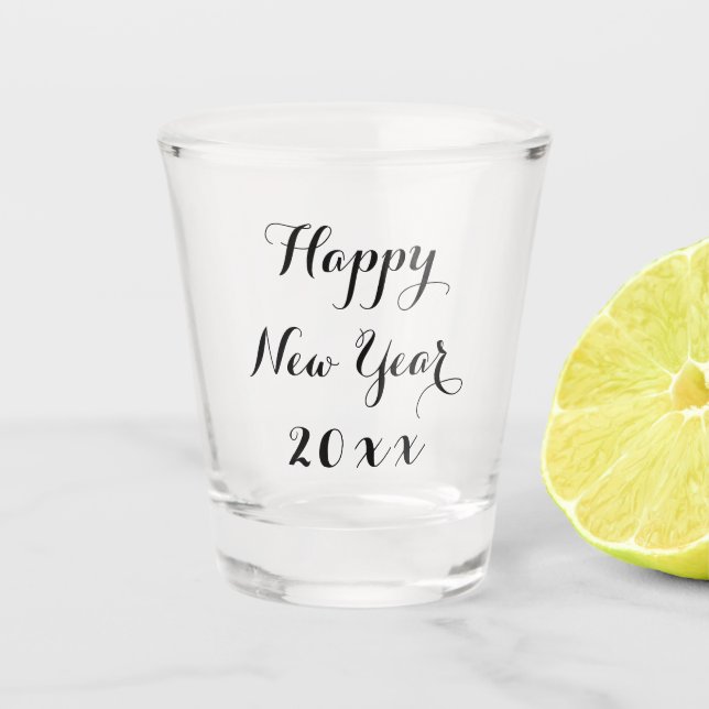 2023 Eleganter Script Happy New Year Party Whiskey Schnapsglas (Vorderseite)