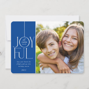 2023 FAMILY FOTO elegant, modern JOYFUL blau Feiertagskarte