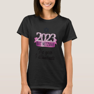 2023 Festliches schwarz rosa Dekor Bat Mitzvah Zit T-Shirt