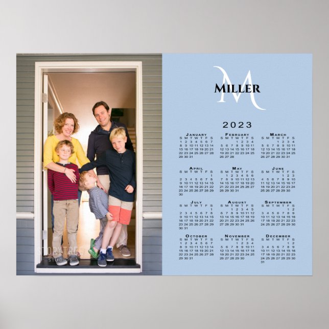 2023 Foto-Monogramm des benutzerdefinierten Kalend Poster (Vorne)