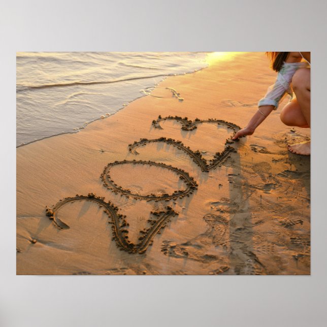 2023 Frohes neues Jahr, Beach Sand Writing Poster (Vorne)