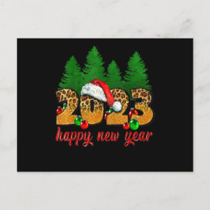 2023 Frohes Neues Jahr Leopard Silvesterparty Anzu Feiertagspostkarte