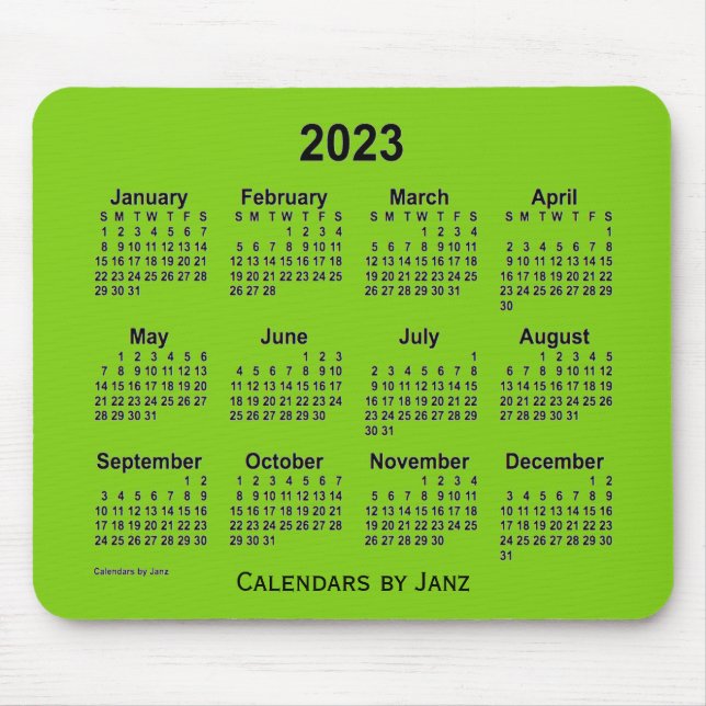 2023 Gelber grüner Kalender von Janz Mouse Pad Mousepad (Vorne)