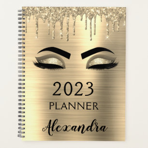 2023 Gold Glitter Sparkle Eyelashes Glam Planer