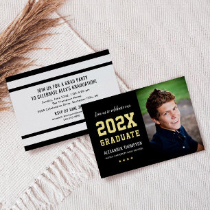 2023 Graduate Black Gold Graduation Party Foto Folieneinladung
