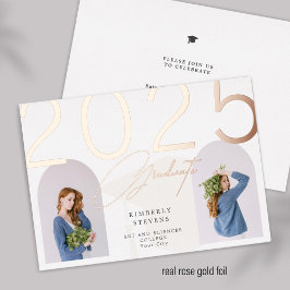 2023 Graduate elegante mädchenhafte 2 Fotos Party Folieneinladung