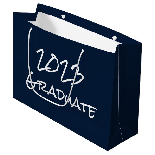 2023 Graduate Navy Gift Bag Große Geschenktüte (Vorderseite Schrägansicht)