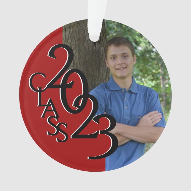 2023 Graduate Red Class Foto Ornament (Vorderseite)