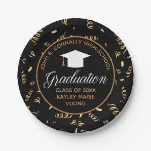 2023 Graduation Black Gold Streamers Custom Party Pappteller