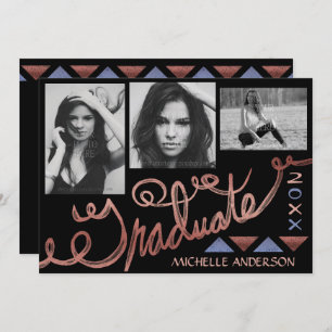 2023 Graduation Party Rose Gold Typografie Foto Einladung