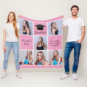 2023 Graduation Senior Portrait Photo Collage Pink Fleecedecke
