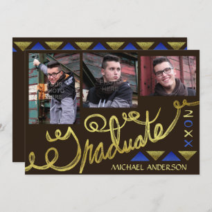 2023 Graduationspartei Gold Typografie Modernes Fo Einladung