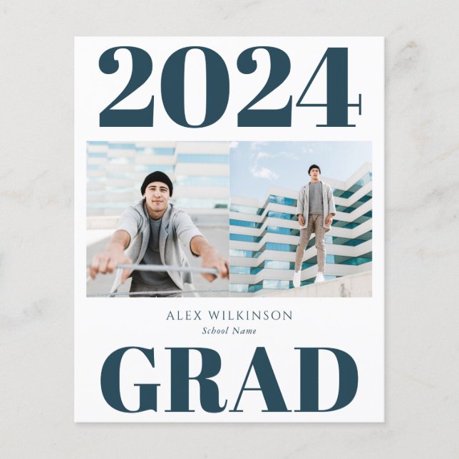 2023 HAUSHALT Blue Modern Script 2 Foto Einladung Flyer (Vorne)