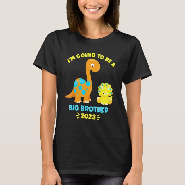 2023 I'm Going To Be A Big Brother Brontosaurus Di T-Shirt (Vorderseite)