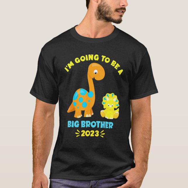 2023 I'm Going To Be A Big Brother Brontosaurus Di T-Shirt (Vorderseite)