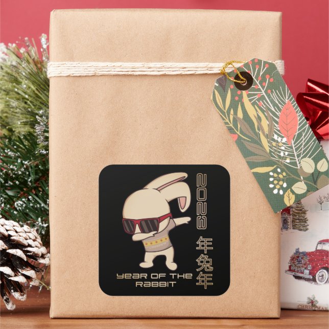 2023 JAHR DER RABBIT chinesischen Geschenkidee Neu Quadratischer Aufkleber (Feiertag)