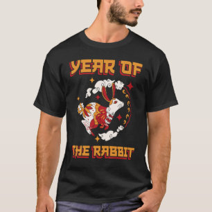 2023 Jahr des Hasen Katze Chinesisches Sternzeiche T-Shirt