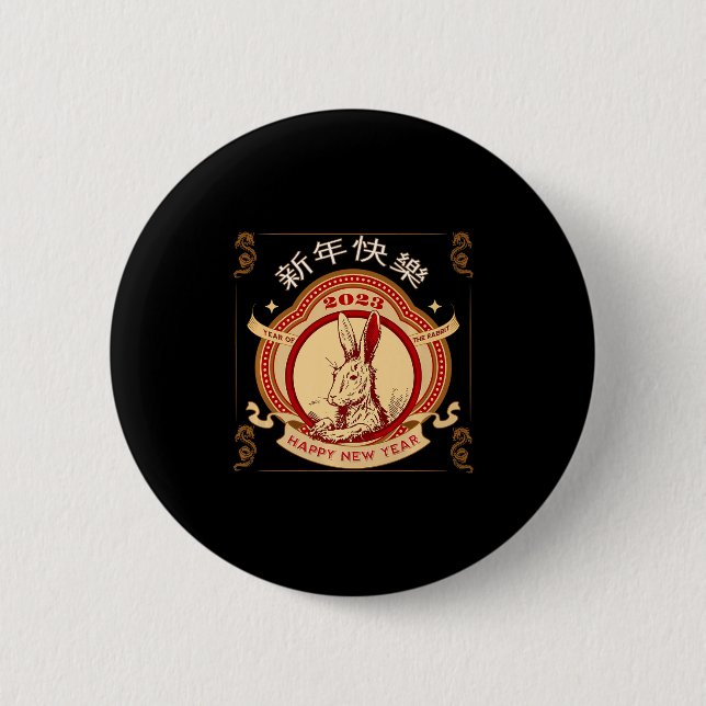 2023 Jahr des Kaninchen Chinesisches Jahr 2023 Zod Button (Vorderseite)