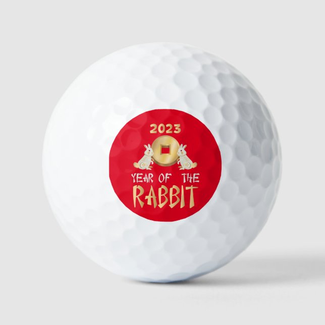 2023 Jahr des Kaninchen Chinesisches Neujahr Golfball (Vorderseite)