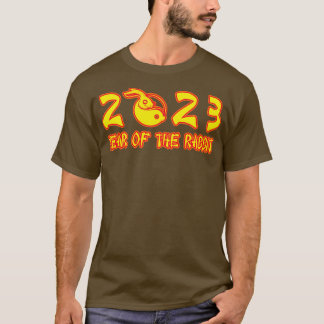 2023 Jahr des neongelben Kaninchentextes T-Shirt
