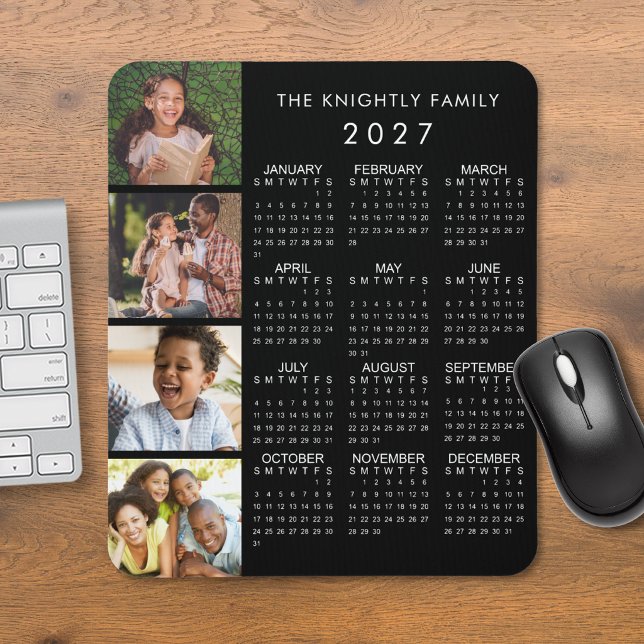 2023 Kalender Familie 4 Foto Personalisierte Farbe Mousepad (Von Creator hochgeladen)