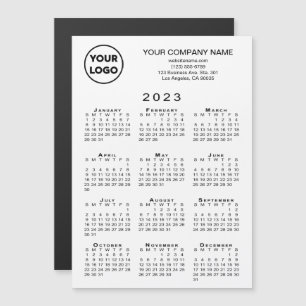 2023 Kalender Firmenlogo Text White Magnet Card
