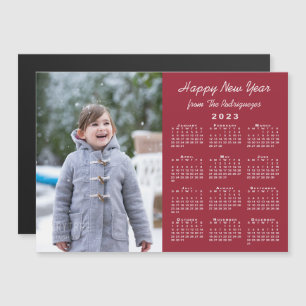 2023 Kalender Foto Frohes neues Jahr Burgundy Magn Magnetkarte
