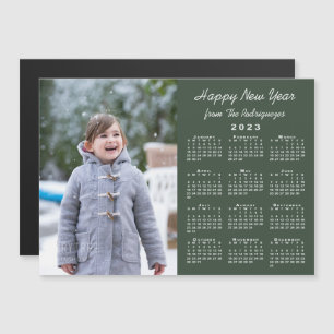 2023 Kalender Foto Glück Neues Jahr Grün Magnet