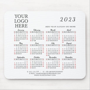 2023 Kalender Ihr Logo Modernes, minimales Schwarz Mousepad
