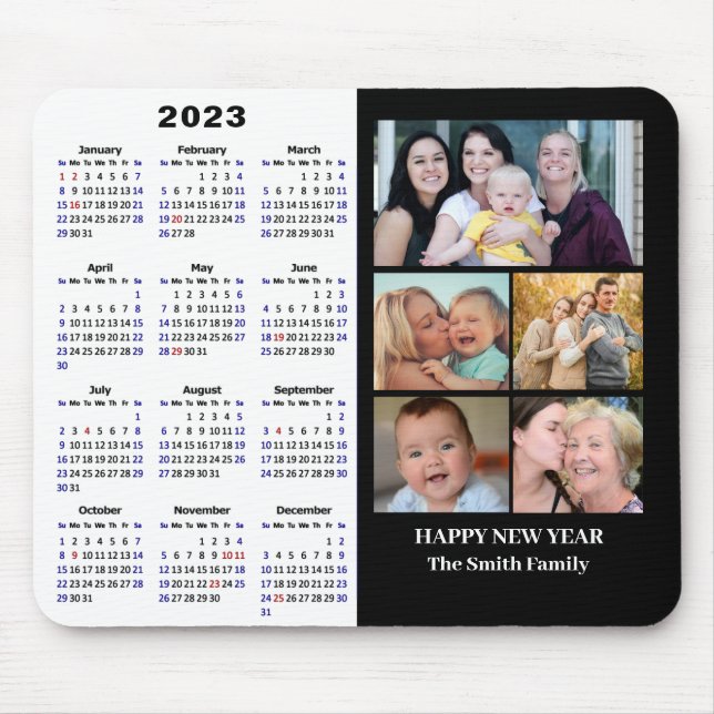 2023 Kalender Minimalistisch 5 Foto Familie Modern Mousepad (Vorne)