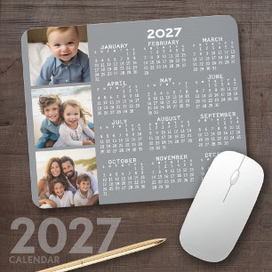 2023 Kalender mit 3 Fotocollage - taupe Mousepad