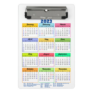 2023 Kalender mit Public Holidays Modern Blue Mini Klemmbrett