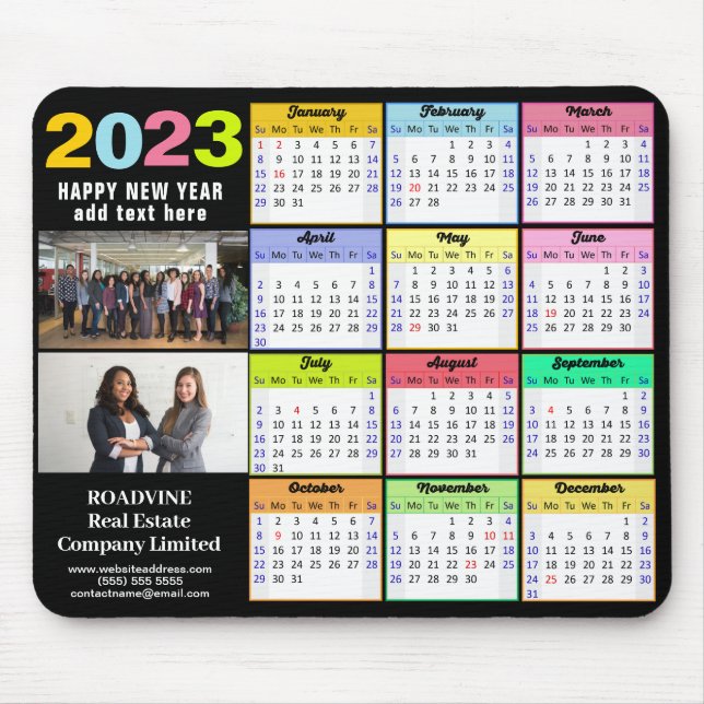 2023 Kalender Modern 2 Foto Custom Business Mousepad (Vorne)