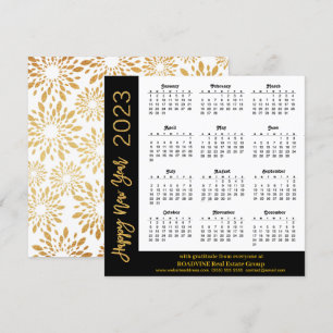 2023 Kalender Modern Gold Script auf Black Busines Feiertagskarte