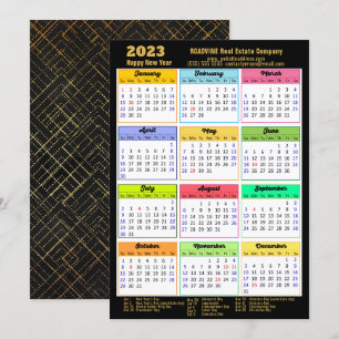 2023 Kalender Modernes Black Gold Script Business Feiertagskarte