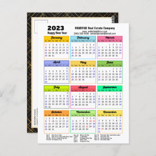 2023 Kalender Modernes Drehbuch Minimalistisches G Postkarte