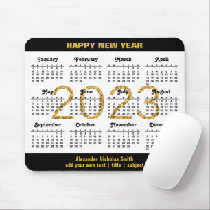 2023 Kalender Modernes Schwarzes Script Minimalist Mousepad