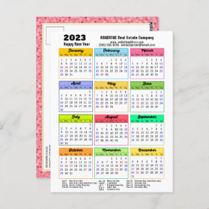 2023 Kalender Rosa Glitzer Modernes Drehbuch Postkarte