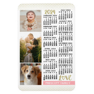 2023 Kalender Rosa Gold Familienfoto Collage Magnet