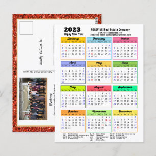 2023 Kalender Roter Glitzer Modernes Business Foto Postkarte