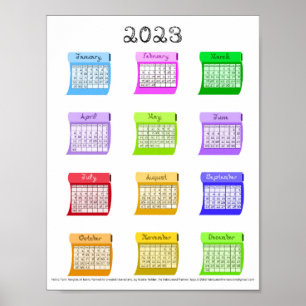 2023 Kalender Stoff Schriftart Monat Nähbolzen Poster