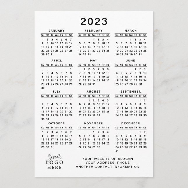 2023 Kalender Volljähriger weißer Schwarzer Minima Programm (Vorderseite)