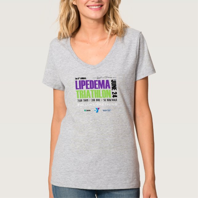 2023 Lipedema Triathlon / Neck T - Shirt (grau) (Vorderseite)