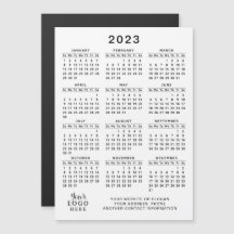 2023 Magnetic Calendar Logo Weiß Schwarz Einfach