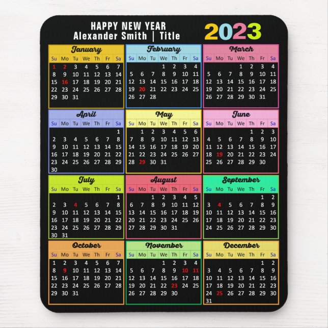 2023 Minimalistischer Kalender Mousepad (Vorne)