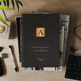 2023 Mit Monogramm, elegantes Goldschwarz, modern Planer