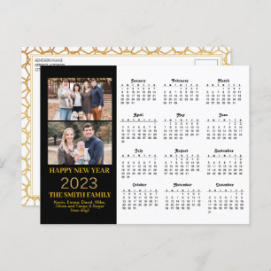 2023 Moderner Gold Glitzer Script 2 Foto Kalender Postkarte
