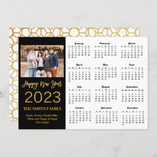 2023 Moderner Gold Glitzer Script Foto Calendar Feiertagskarte